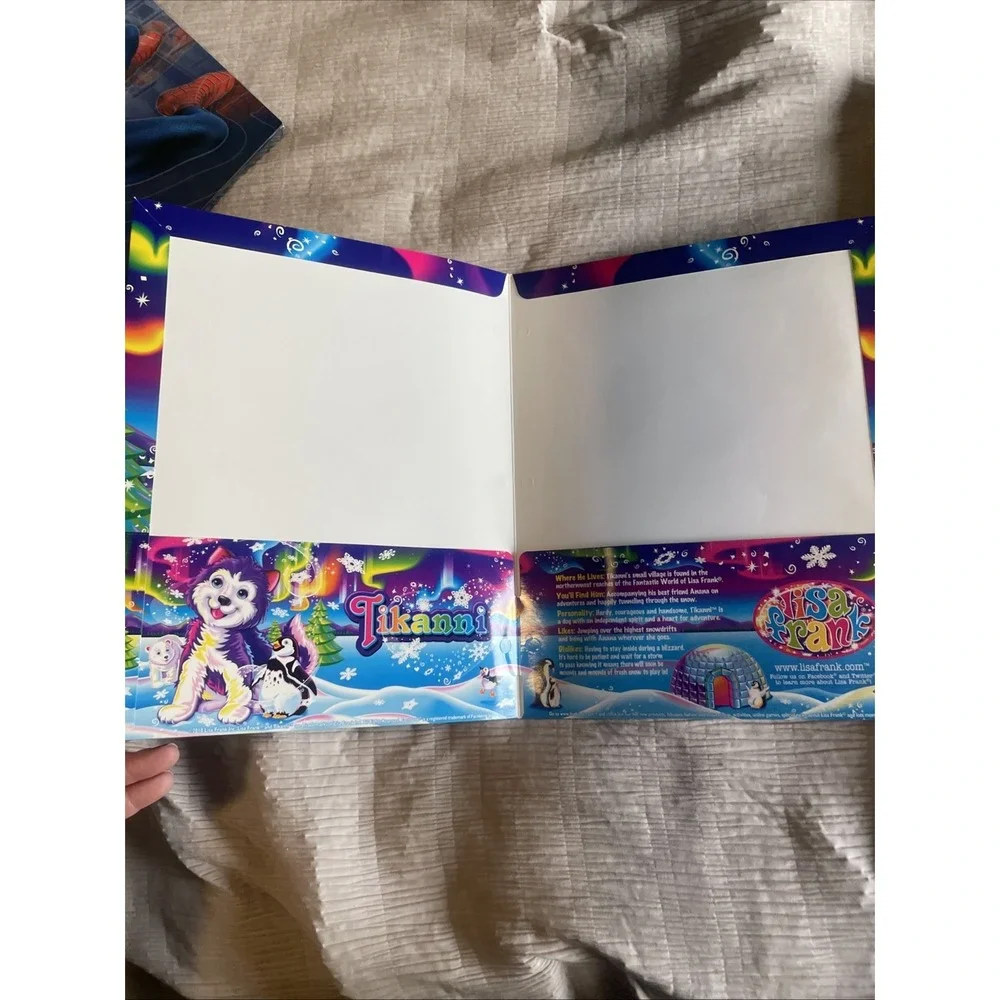 Lisa Frank Tikanni Husky Glitter School pocket Folder year 2010 Cardboard